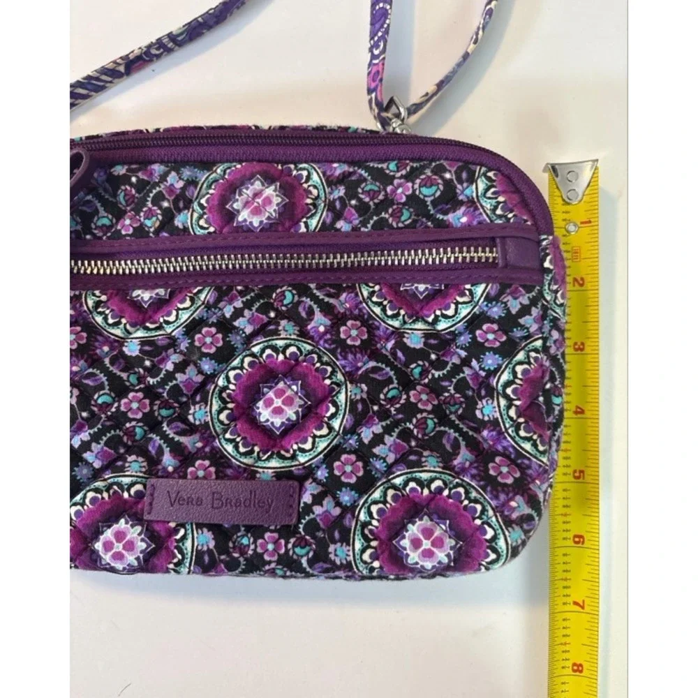 Vera Bradley Plum Pansy Quilted Cotton Crossbody Bag Purple‎ Floral Medallion